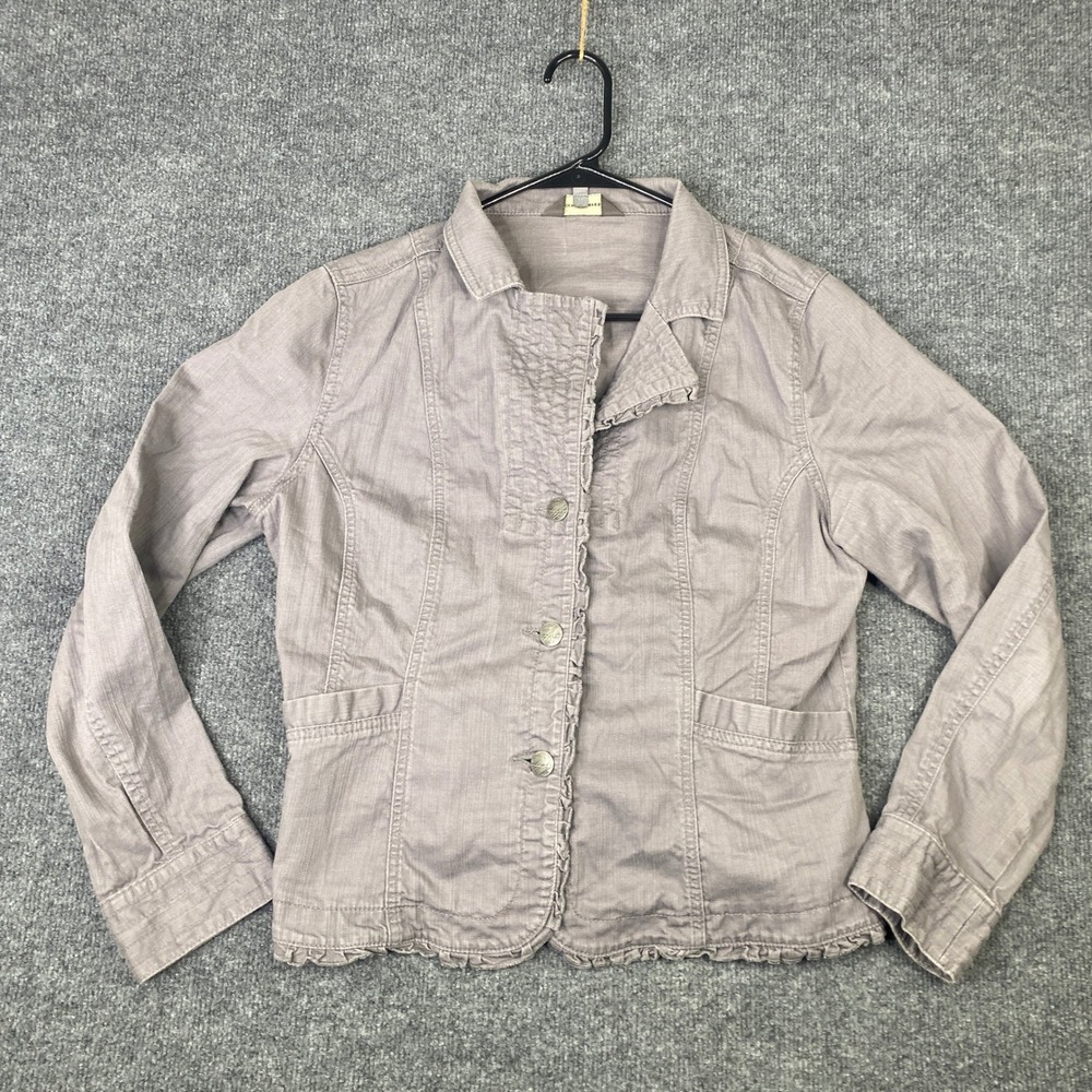 Denver Hayes Women Mauve Grey Ruffle Trim Cotton Stretch Jacket 3EKDDHSB2-400 L